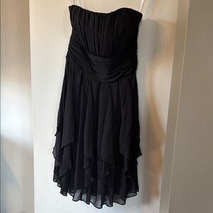 Elegant Black Strapless Bridesmaid Dress